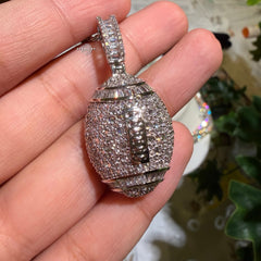 Iced Out Football Pendant + Steel Rope Chain