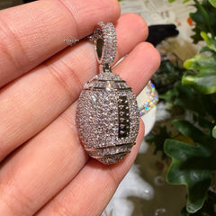 Iced Out Football Pendant + Steel Rope Chain