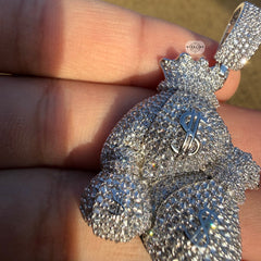 Moneybags Iced Out Pendant 14k White Gold Plated