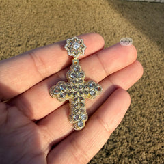Pear Cut Cross Pendant 14k Gold Plated