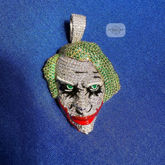 14K Gold Plated Clown Face Pendant Iced Out CZ Diamonds + Free Rope Chain