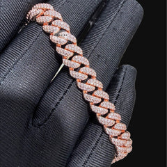 8mm Miami Cuban Link Moissanite Bracelet 8” Rose Gold Over 925 Sterling Silver Iced Out Diamond Look Bracelet for Men Women Hip Hop Jewelry Gift (Copy)