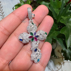 Moissanite Thorns Color Cross Pendant