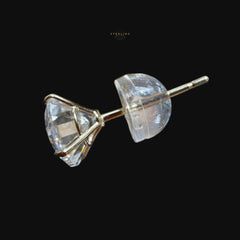 10K Solid Gold Moissanite Stud Earrings, D Color VVS Round Basket Studs, Push Back Earrings, 3mm-8mm, 0.2-4 CTW Gift