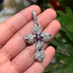Moissanite Thorns Color Cross Pendant