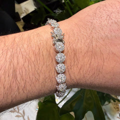 Moissanite Flower Cluster Bracelet 8"