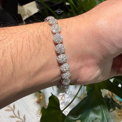 Moissanite Flower Cluster Bracelet 8"