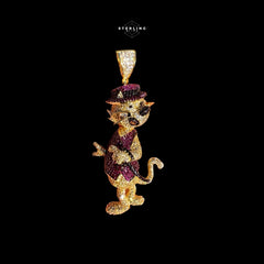Cartoon Dog Iced 14K Gold Plated CZ + AntiTarnish Rope Chain