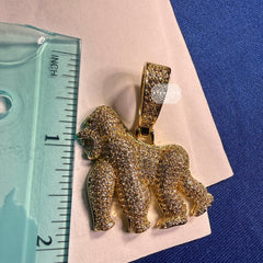 14K Gold Plated Gorilla Iced Out Pendant CZ Diamond Hip Hop Bling + FREE Rope Chain