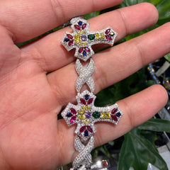 Moissanite Colorful Cross Infinity Bracelet 8"