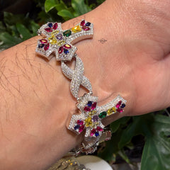 Moissanite Colorful Cross Infinity Bracelet 8"