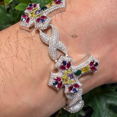 Moissanite Colorful Cross Infinity Bracelet 8"