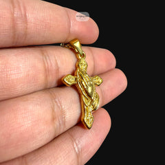 Gold Praying Hands Cross Pendant Necklace, Stainless Steel Necklace for Men, Religious Christian Pendant, 14K Gold Waterproof Necklace, Gift for Him