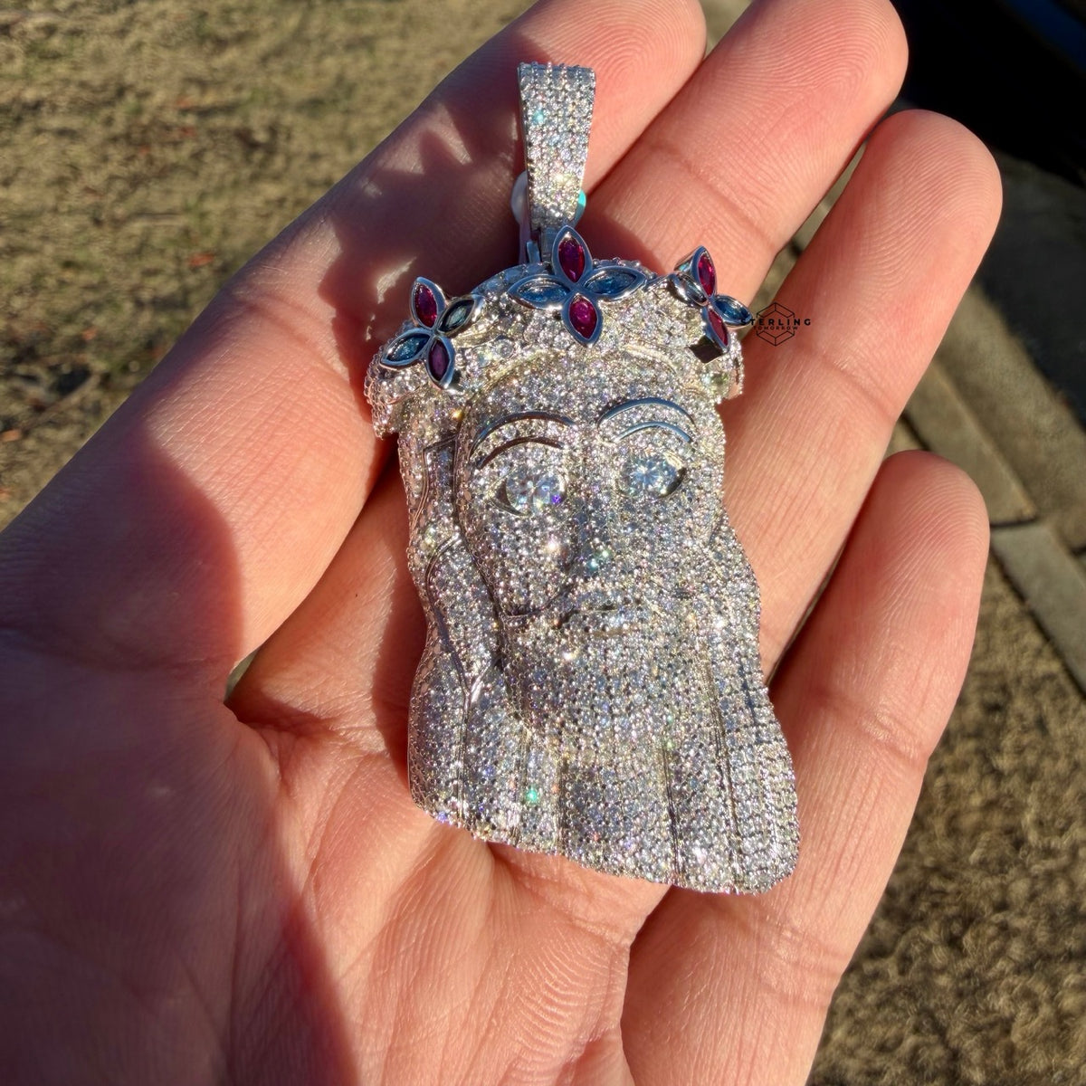 Moissanite Jesus Bust Color Pendant