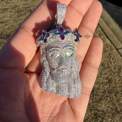 Moissanite Jesus Bust Color Pendant