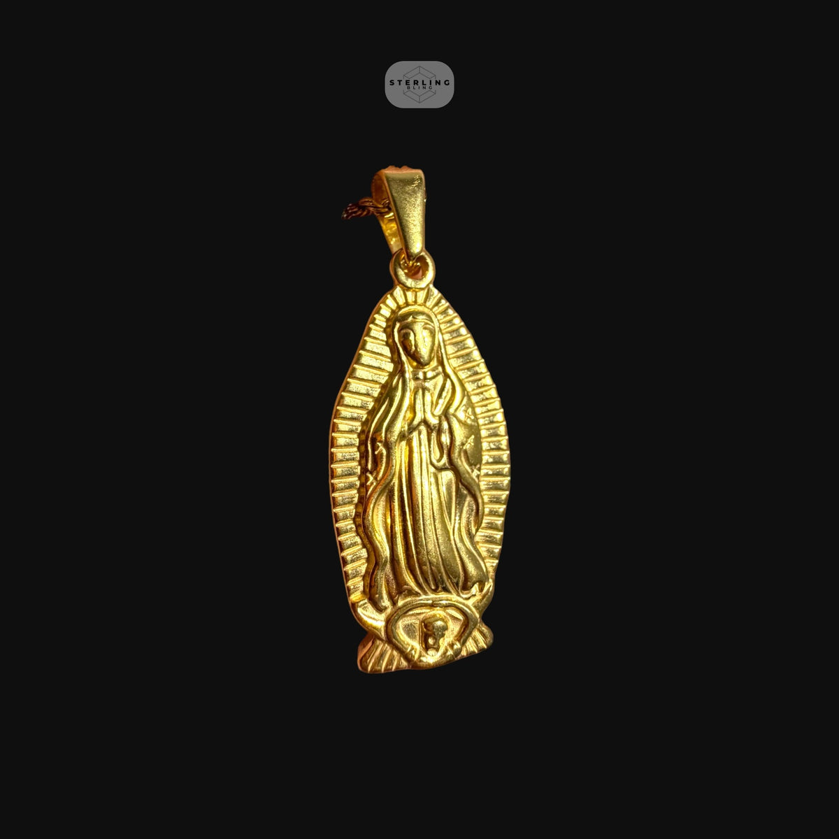 Gold Virgin Mary Pendant Necklace, Stainless Steel Necklace for Men, Religious Catholic Pendant, 14K Gold Waterproof Necklace, Gift for Him