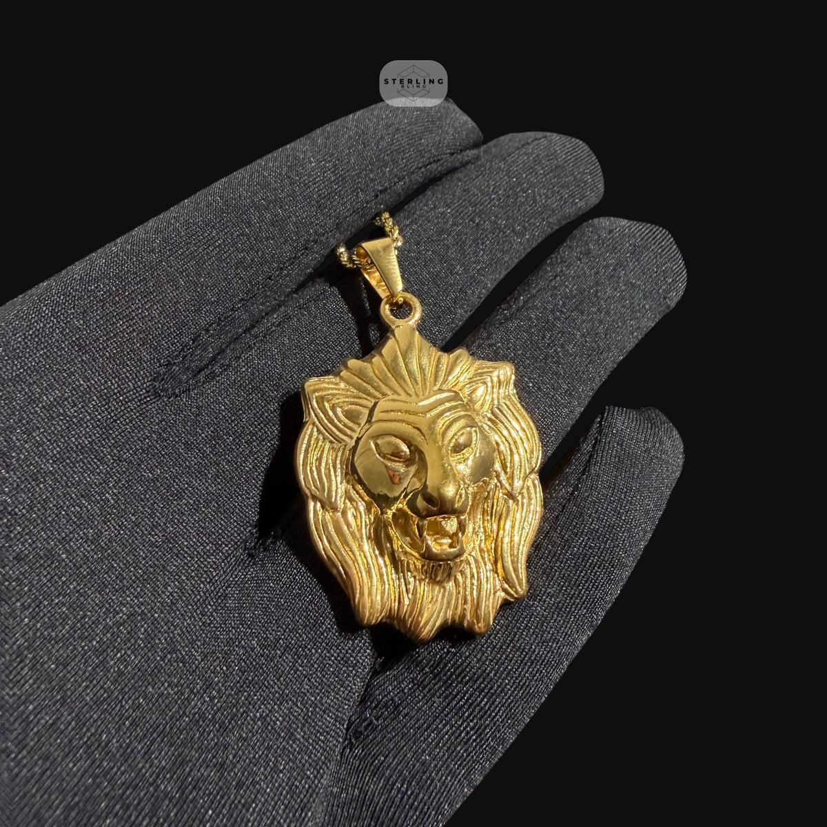 Gold Lion Pendant Necklace, Stainless Steel Necklace for Men, Lion Head Pendant, 14K Gold Waterproof Necklace, Gift for Him, Hypoallergenic Jewelry