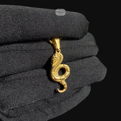 Gold Snake Pendant Necklace, Stainless Steel Necklace for Men, Cobra Pendant, 14K Gold Waterproof Necklace, Gift for Him, Hypoallergenic Jewelry