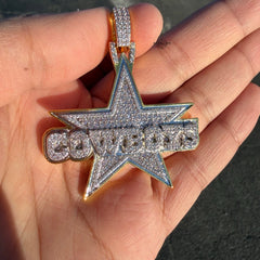 Cowboys 14K Gold Plated Iced Pendant