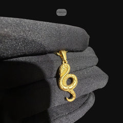 Gold Snake Pendant Necklace, Stainless Steel Necklace for Men, Cobra Pendant, 14K Gold Waterproof Necklace, Gift for Him, Hypoallergenic Jewelry