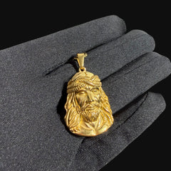 Gold Jesus Pendant Necklace, Stainless Steel Necklace for Men, Religious Christian Pendant, 14K Gold Waterproof Necklace, Gift for Him