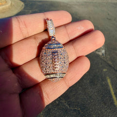 Moissanite Football Rose Iced Pendant