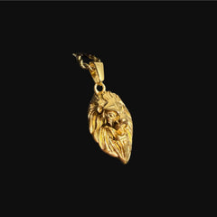 Gold Lion Pendant Necklace, Stainless Steel Necklace for Men, Lion Head Charm, 14K Gold Waterproof Necklace, Gift for Him, Hypoallergenic Jewelry