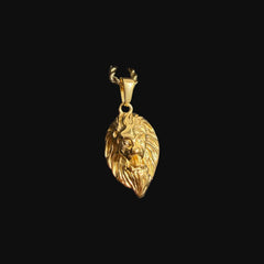 Gold Lion Pendant Necklace, Stainless Steel Necklace for Men, Lion Head Charm, 14K Gold Waterproof Necklace, Gift for Him, Hypoallergenic Jewelry
