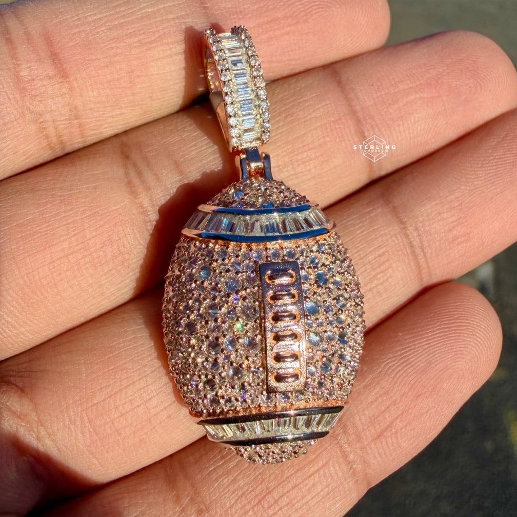Moissanite Football Rose Iced Pendant