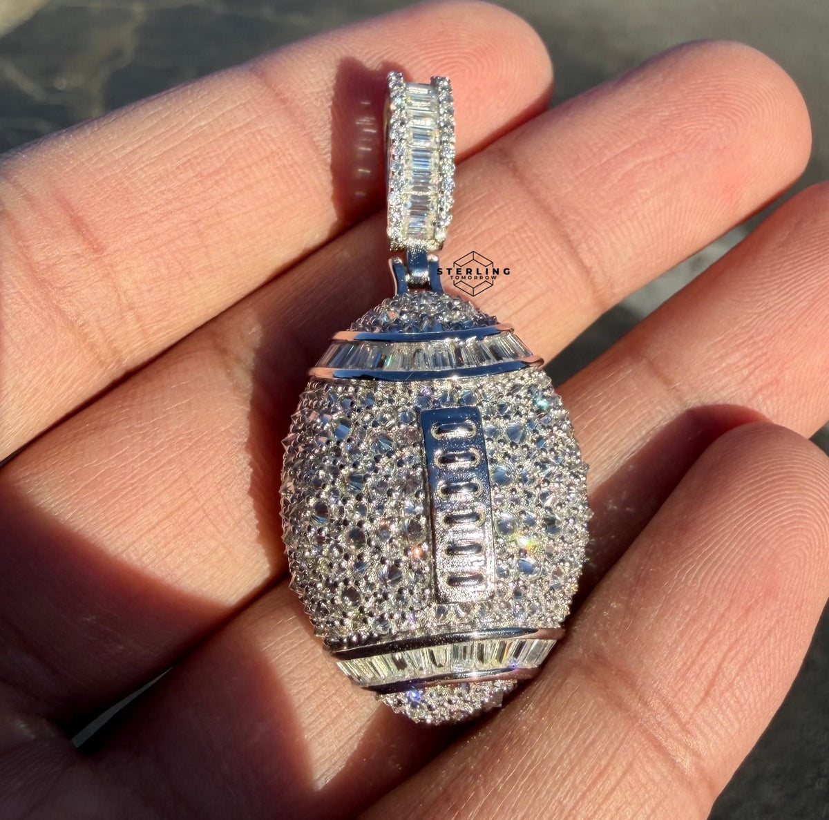 Moissanite Football Iced Pendant