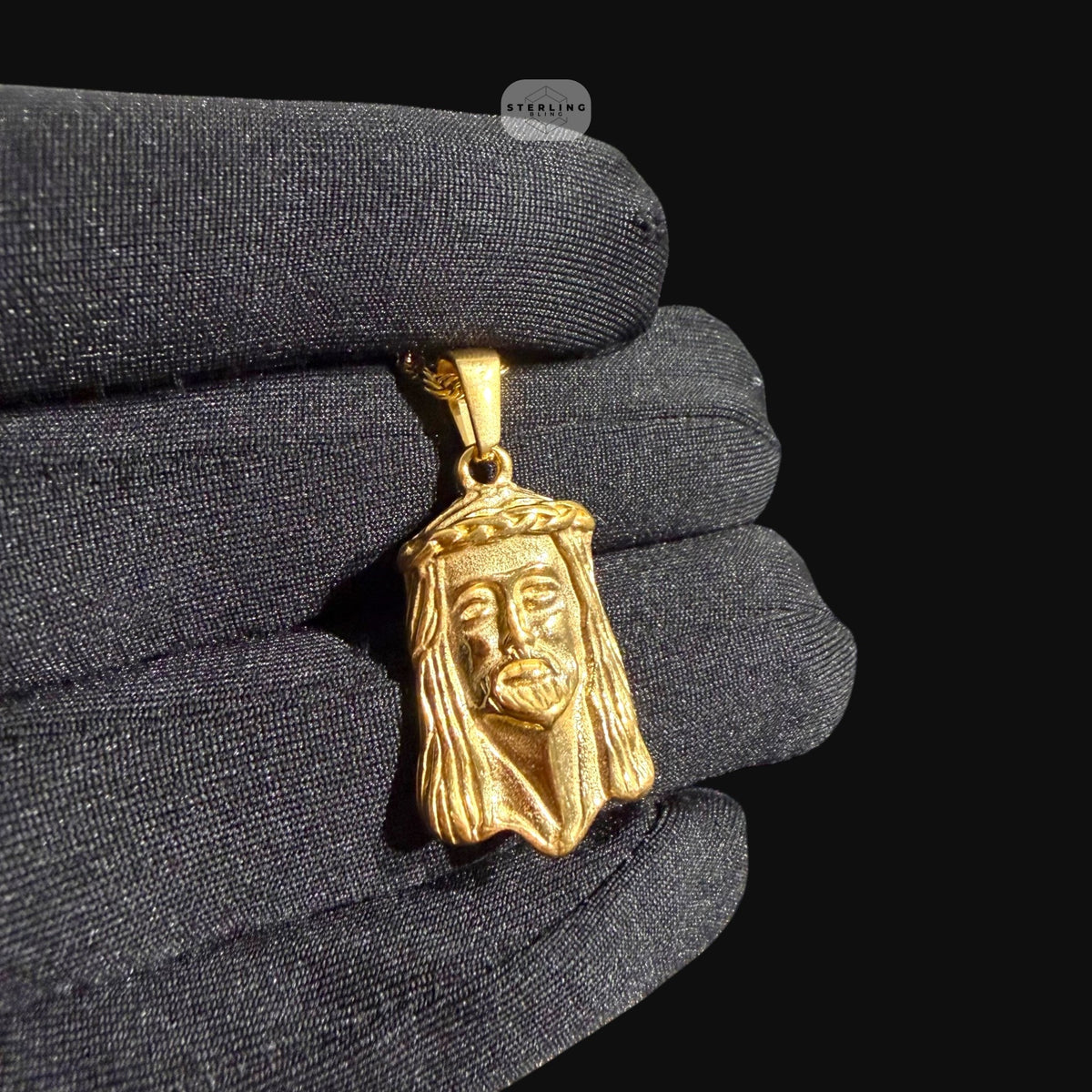 Gold Jesus Face Pendant Necklace, Stainless Steel Necklace for Men, Religious Christian Pendant, 14K Gold Waterproof Necklace, Gift for Him