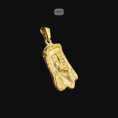 Gold Jesus Face Pendant Necklace, Stainless Steel Necklace for Men, Religious Christian Pendant, 14K Gold Waterproof Necklace, Gift for Him