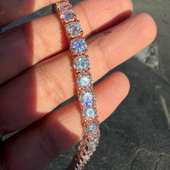 Moissanite 6.7mm Rose Iced Sides Tennis Bracelet