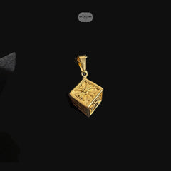 Gold Chrome Cross Dice Pendant Necklace, Stainless Steel Necklace for Men, Dice Charm Pendant, 14K Gold Waterproof Necklace, Gift for Him