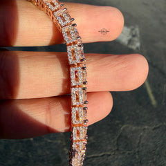 Moissanite 6.7mm Rose Iced Sides Tennis Bracelet