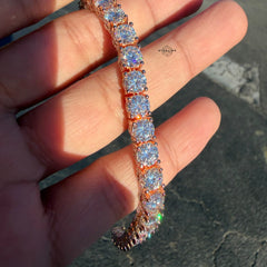 Moissanite 6.7mm Rose Iced Sides Tennis Bracelet