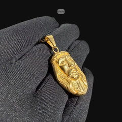 Gold Jesus Charm Pendant Necklace, Stainless Steel Necklace for Men, Religious Christian Pendant, 14K Gold Waterproof Necklace, Gift for Him (Copy)