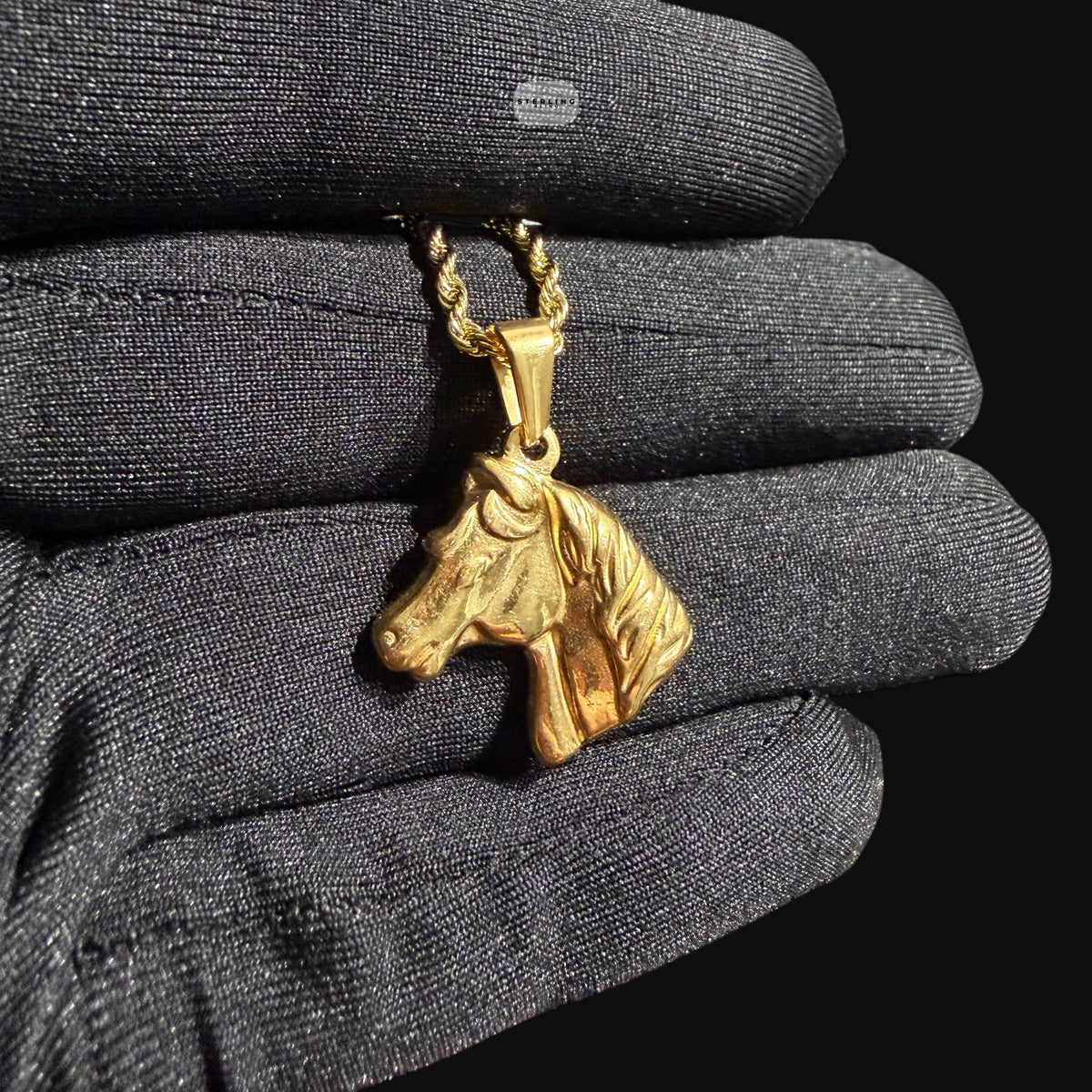 Gold Horse Pendant Necklace, Stainless Steel Necklace for Men, Horse Head Charm, 14K Gold Waterproof Necklace, Gift for Him, Equestrian Jewelry