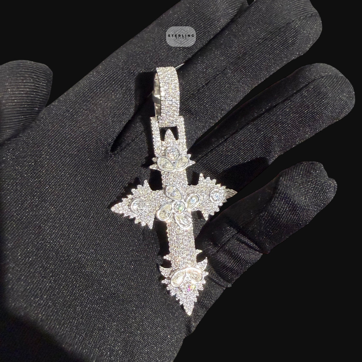 Moissanite Custom Pear Cut Cross Pendant
