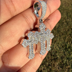 Moissanite Triple CROSS Iced Pendant