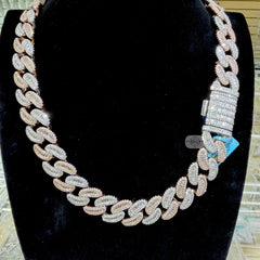 Moissanite 20mm Rose Baguette Cuban Chain