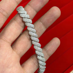 Moissanite Iced Twisted Bracelet 9.6mm 8"