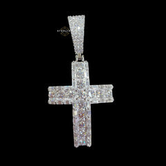 Iced Out Moissanite Cross Pendant 925 Sterling Silver, VVS1 D Color Moissanite Cross Necklace, Hip Hop Cross Pendant for Men, GRA Certified Religious Jewelry