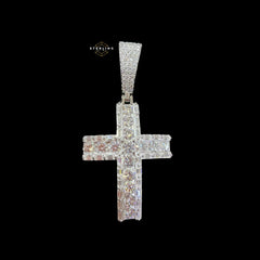 Iced Out Moissanite Cross Pendant 925 Sterling Silver, VVS1 D Color Moissanite Cross Necklace, Hip Hop Cross Pendant for Men, GRA Certified Religious Jewelry