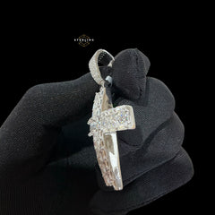 Iced Out Moissanite Cross Pendant 925 Sterling Silver, VVS1 D Color Moissanite Cross Necklace, Hip Hop Cross Pendant for Men, GRA Certified Religious Jewelry