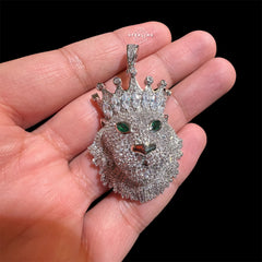 Iced Out Lion Pendant + Rope Chain