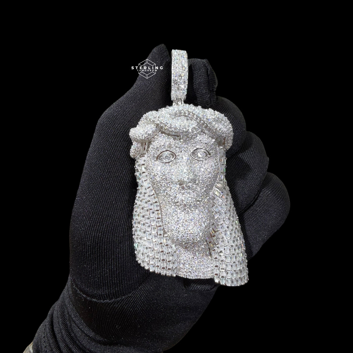 Large Moissanite Baguette Jesus Pendant