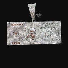 Moissanite 100 Dollar Bill Pendant