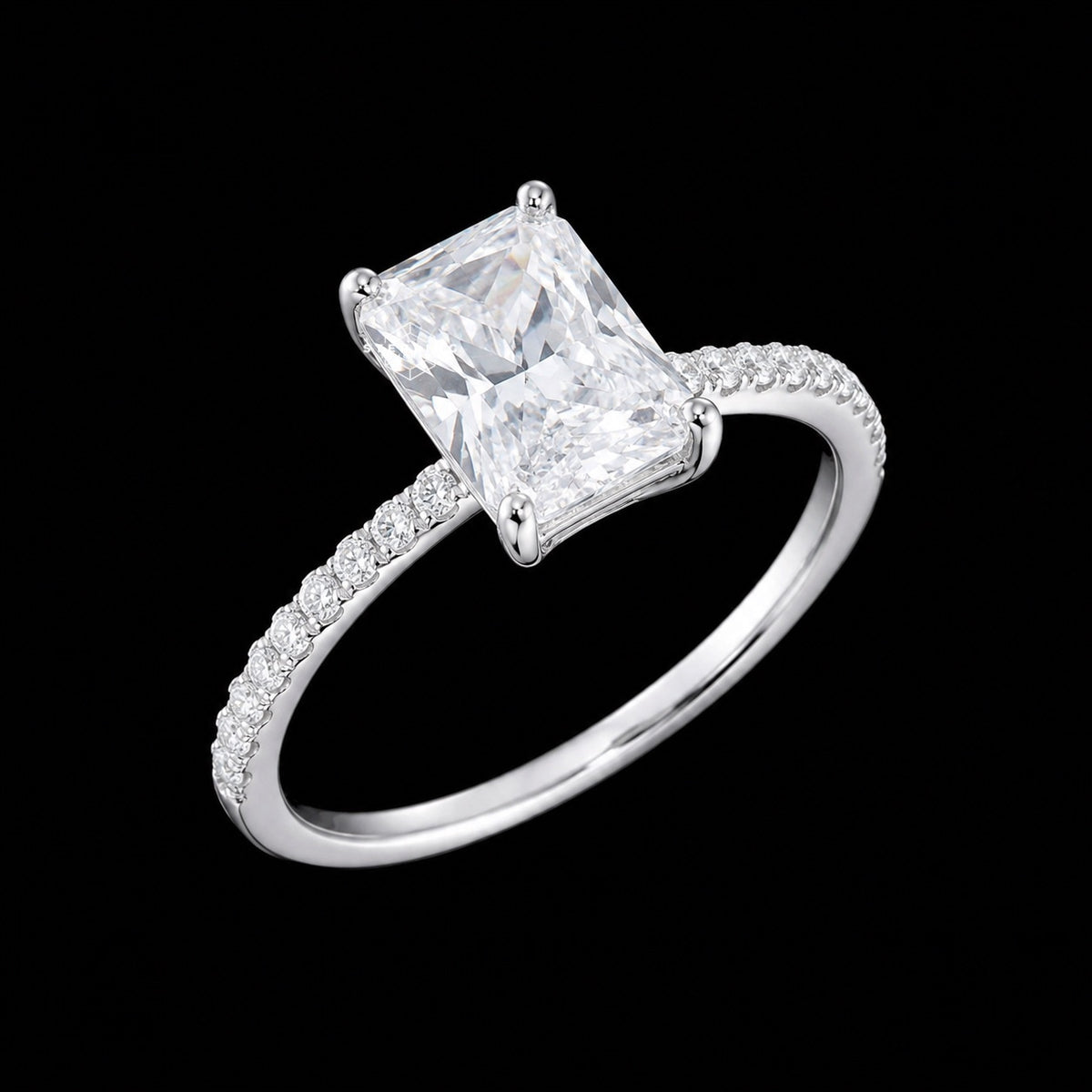 2.5 CTW Radiant Cut Moissanite Engagement Ring 925 Sterling Silver