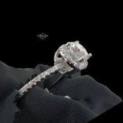 2.8 CTW Round Halo Moissanite Engagement Ring 925 Sterling Silver